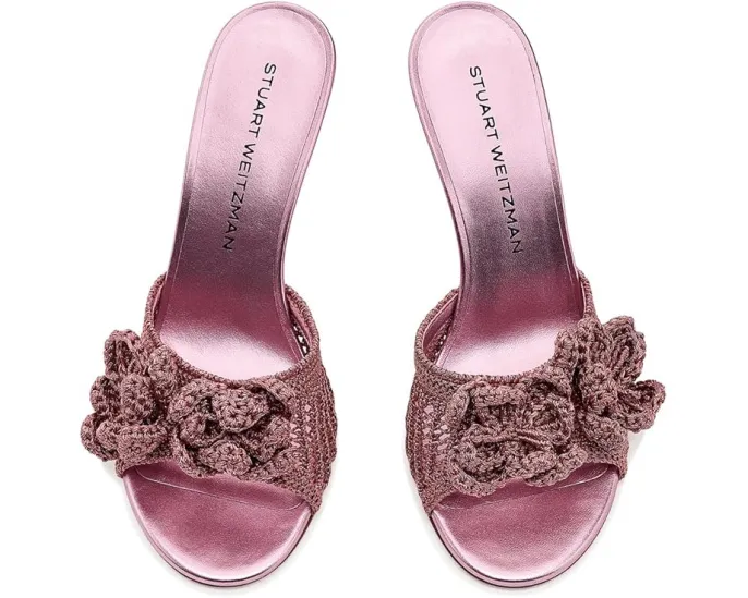 Туфли Stuart Weitzman Lotus Slide 85 с ручной вязкой и миндалевидным носком