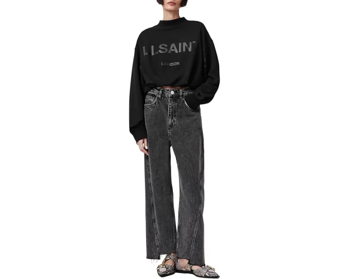 Свитшот AllSaints Biggy Aster оверсайз с принтом и воротником стойкой