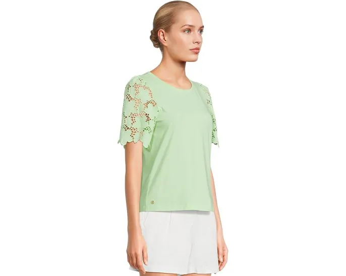 Трикотажный топ Sebene с рукавами в мелкую дырочку от Lilly Pulitzer