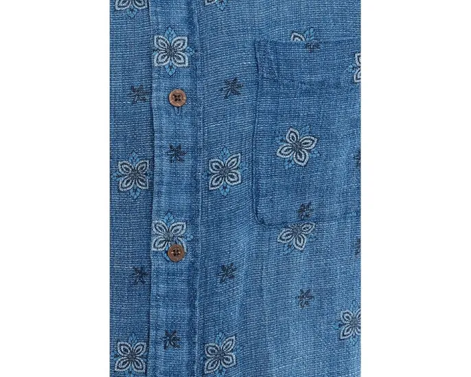 Рубашка Faherty Short Sleeve Palma Linen Shirt из 100% льна с накладным карманом