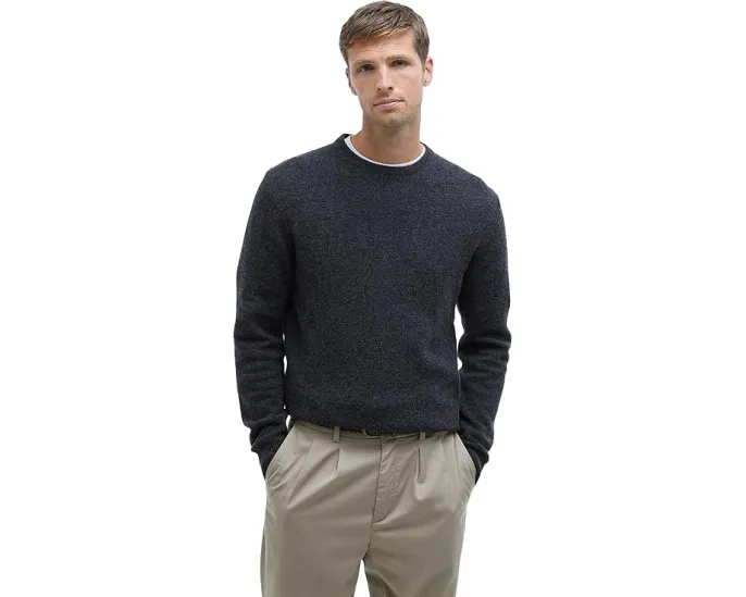 Свитер Barbour Essential Patch из чистой шерсти мериноса с кожаными заплатками