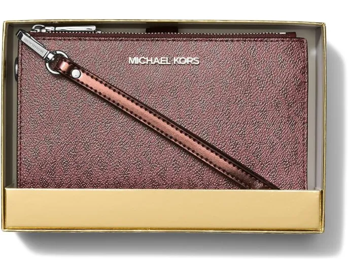 Кожаный кошелек на запястье MICHAEL Michael Kors Jet Set Double Zip