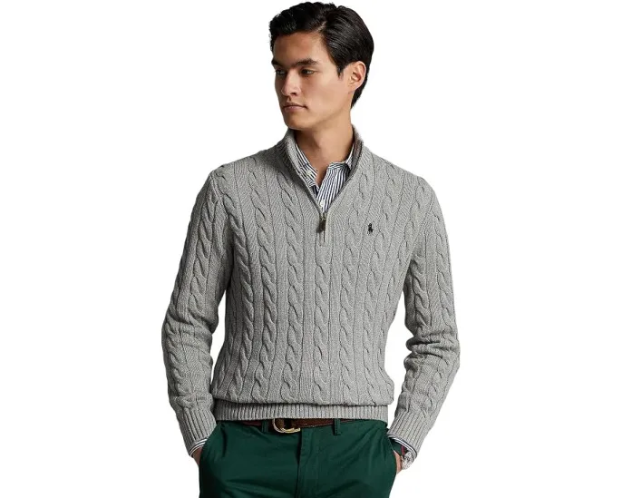 Polo Ralph Lauren Водолазка с длинным рукавом из хлопка и кабельной вязкой