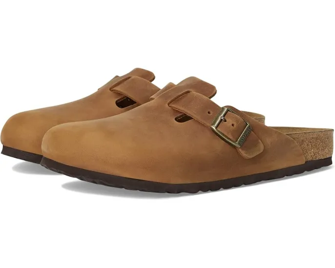 Классические клоги Boston из промасленной кожи с анатомической стелькой Birkenstock