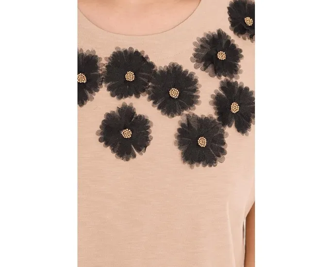 Топ NIC+ZOE Petite без рукавов с аппликацией из органзы и бисером