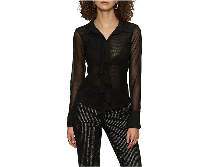 Sanctuary топ с воротником и рюшами из сетки