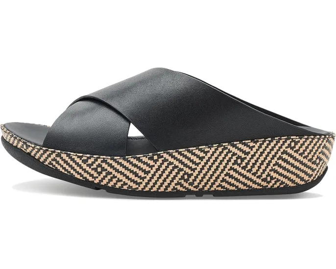 Сандалии Lulu Lux Cross Slides с переплетением из кожи и платформой от FitFlop