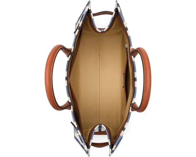 Lauren Ralph Lauren большая сумка тоут Devyn из полосатого холста с кожаными деталями