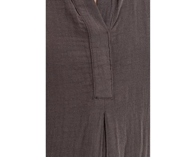 Gauze 1/2 Sleeve Swing Shirtdress
