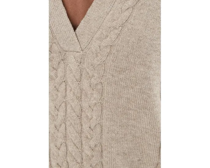 Свитер поло Jet Set Polo Sweater с кабельной вязкой и длинными рукавами