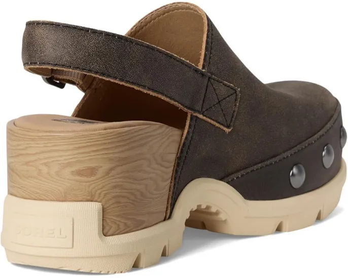 Клоги SOREL Roam'n Clog Rvt из натуральной кожи с платформой и заклепками