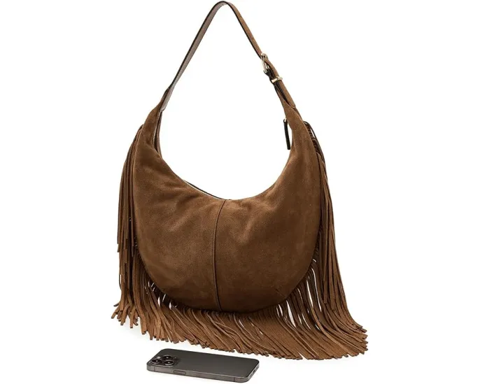 Сумка Madewell The Essential Curve Medium Shoulder Bag с бахромой из замши