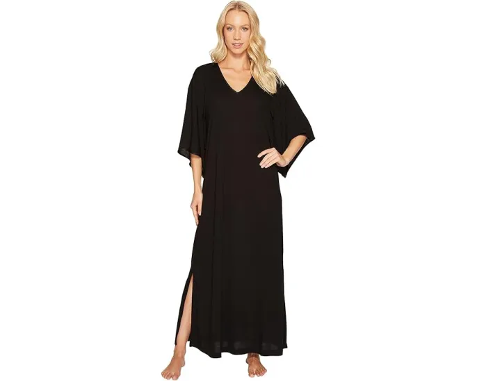 Кафтан N by Natori Congo с V-образным вырезом и атласной отделкой