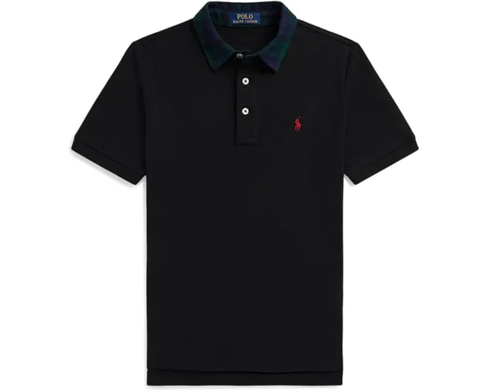 Поло из хлопкового сетчатого полотна с клетчатым воротником Polo Ralph Lauren Kids для подростков