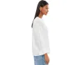 3/4 Sleeve Button Front Woven Top With Embroidery