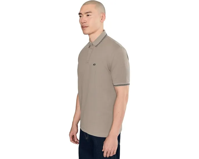 Поло Armani Exchange из стрейч-хлопка пике с классическим кроем и коротким рукавом