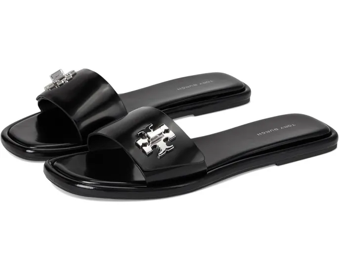 Сандалии Tory Burch T Lock Slide с широким ремешком и логотипом