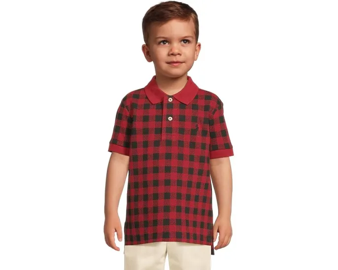 Хлопковая поло Buffalo Check в сетку Polo Ralph Lauren Kids для малышей и младших детей