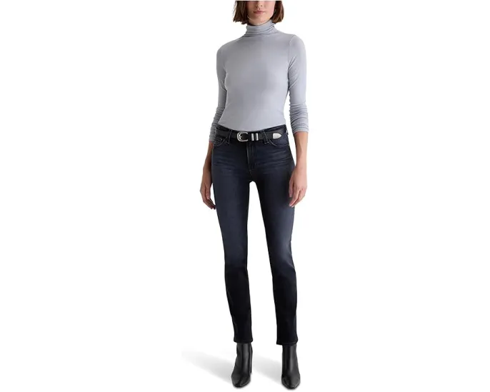 Прямые зауженные джинсы AG Jeans Mari со средней посадкой в цвете Glitch