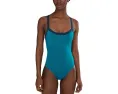 Цельный купальник Nike Bold Color Block V-back с сетчатыми вставками