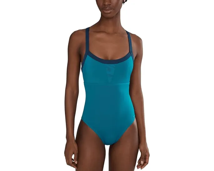 Цельный купальник Nike Bold Color Block V-back с сетчатыми вставками