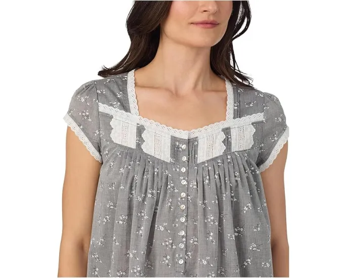 Ночная сорочка Eileen West Waltz с коротким рукавом-крылышком из тонкого хлопка