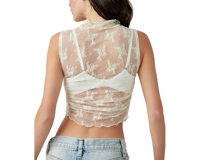 Топ Free People Solid Nice Try Muscle с драпировкой и кружевом