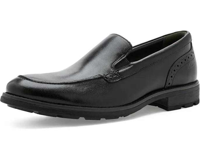 Clarks Emmet Step туфли на каждый день из черной гладкой кожи