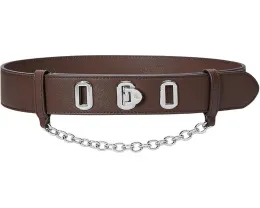 Широкий кожаный ремень Lauren Ralph Lauren с застежкой-замком и цепочкой