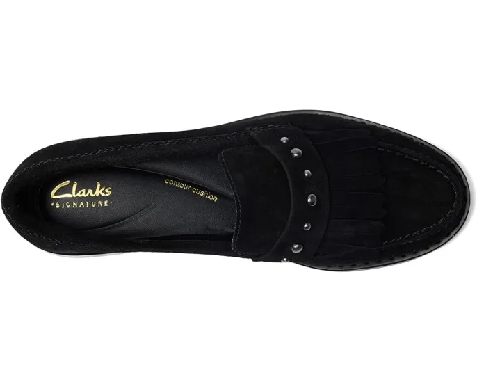 Лоферы Clarks Hana из мягкой замши с бахромой и декоративными шпильками