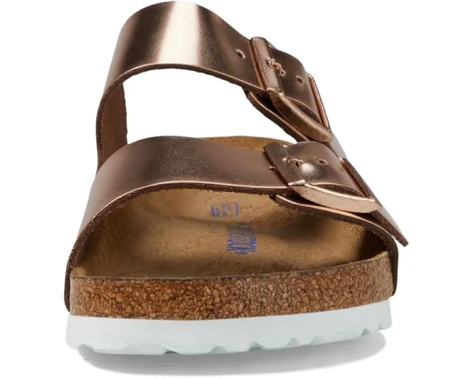 Сандалии Birkenstock Arizona Soft Footbed из металлизированной кожи с пробковой стелькой