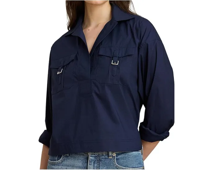 Рубашка из смесового хлопка с отделкой под пряжку Lauren Ralph Lauren