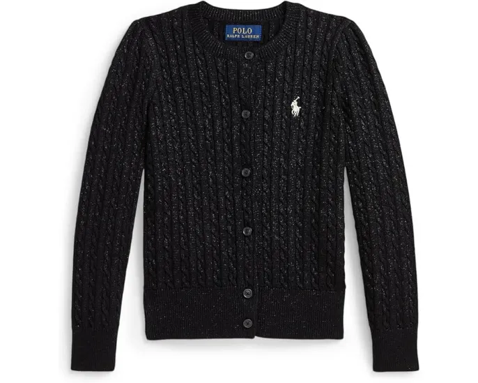 Детский кардиган Polo Ralph Lauren Kids с мелкой резинкой и металлическим эффектом