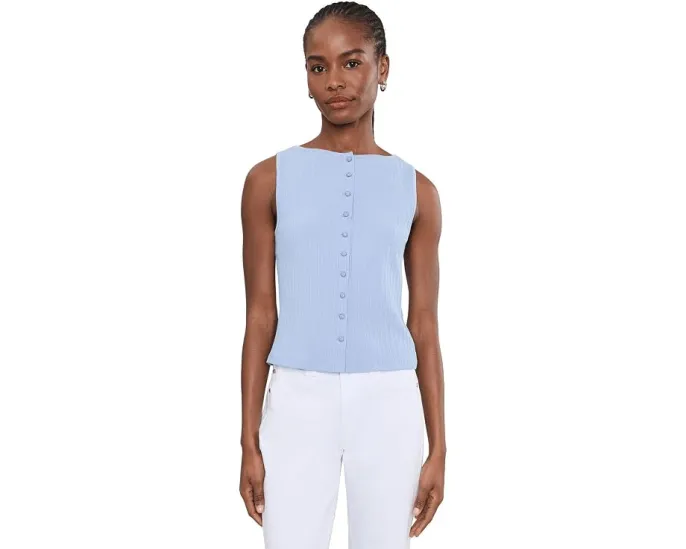 Топ Madewell Ribbed Crewneck Shell Top с рельефной вязкой и застежкой на пуговицы