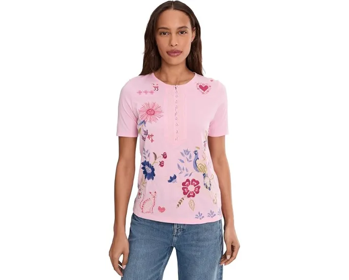 Johnny Was Футболка с коротким рукавом и рельефными швами