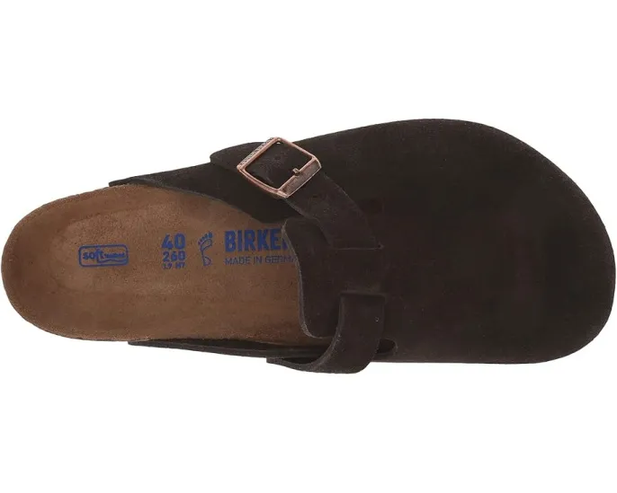 Биркенштоки Boston Soft Footbed из замши унисекс на пробковой стельке