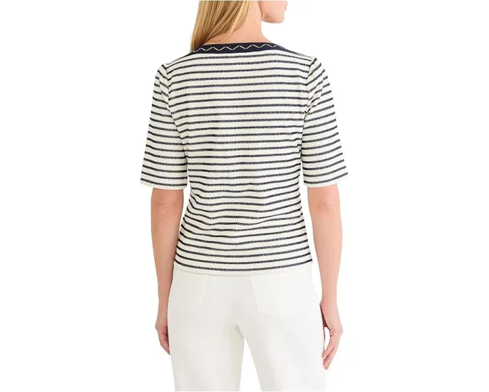 Топ NIC+ZOE Petite Embroidered Boatneck с вышивкой и лодочкой