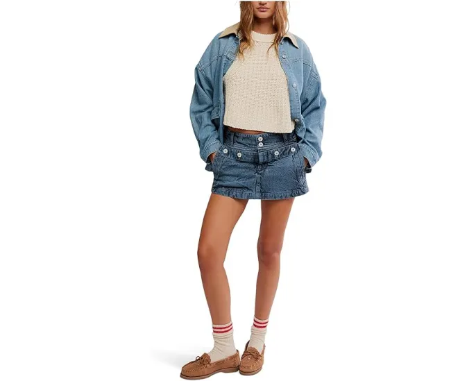 Мини-юбка Dream Weaver от Free People из хлопкового твила в морском стиле