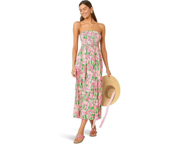 Кардиган-накидка макси Lilly Pulitzer Anali с верхом на резинке и ярусами