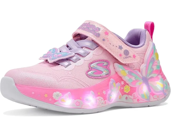Детские кроссовки SKECHERS KIDS Butterfly Bliss со светящейся подошвой и стразами