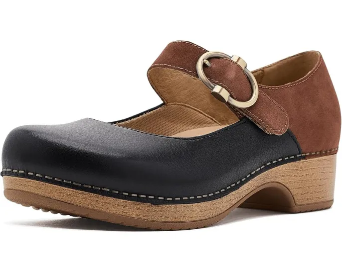 Dansko сабо Bonny Mary Jane из черной кожи с ремешком
