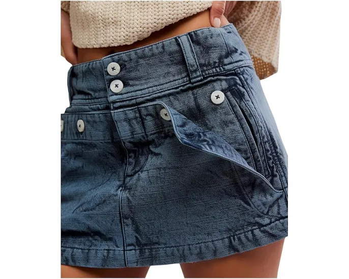 Мини-юбка Dream Weaver от Free People из хлопкового твила в морском стиле