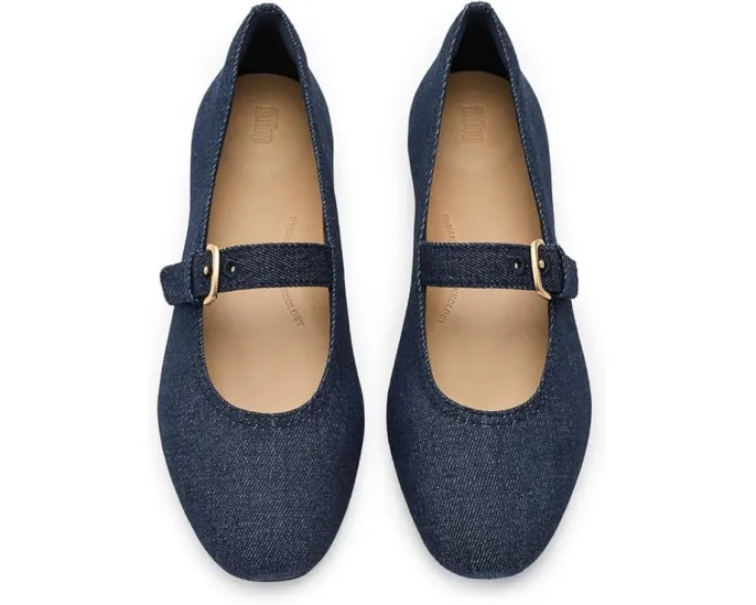 Туфли FitFlop Delicato Mary Jane из денима на клиновидном каблуке
