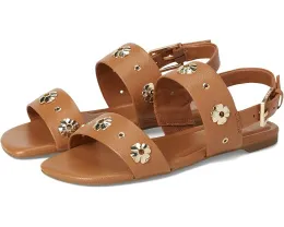 Плоские сандалии Spade Flower Stud из тисненой кожи с регулируемой задней лямкой