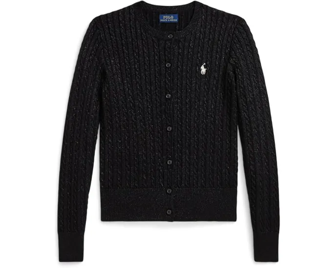 Детский кардиган Polo Ralph Lauren Kids с мелкой резинкой и металлическим эффектом