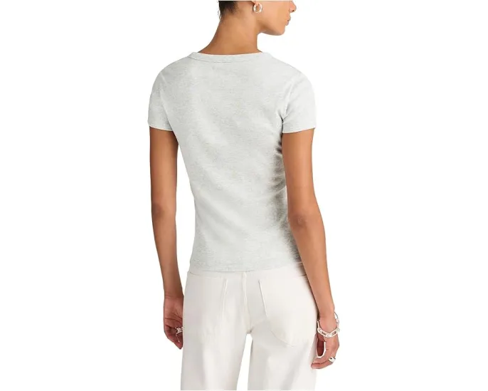 Облегающий топ Madewell High V Ribbed Baby Tee с высоким V-образным вырезом