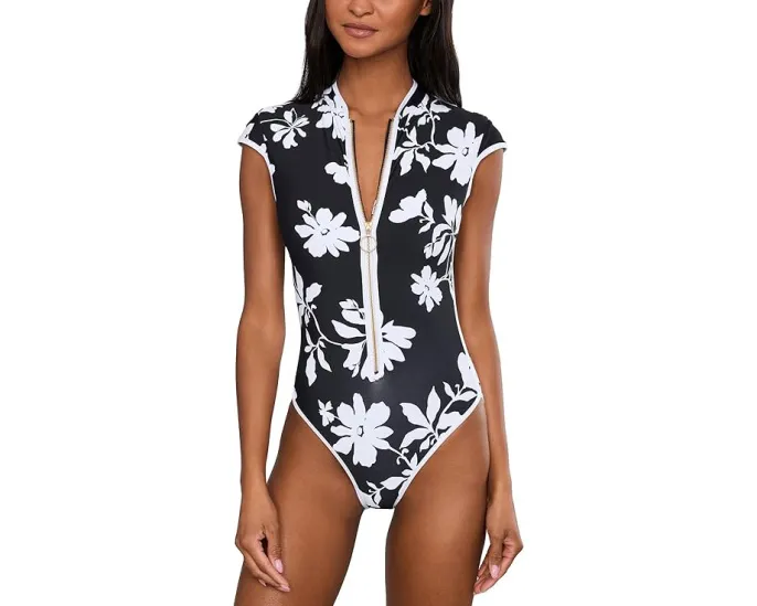 Купальник Seafolly Mayflower с рукавом летучая мышь и застежкой-молнией