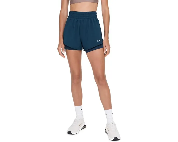 Nike Dri-FIT шорты 2-в-1 с высокой талией и внутренним слоем 8 см
