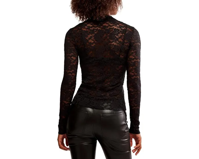 Лонгслив Free People All Day Lace с V-образным вырезом и кружевом