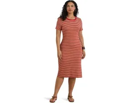 Платье Lauren Ralph Lauren Petite из хлопкового рибаны с полосками и разрезом